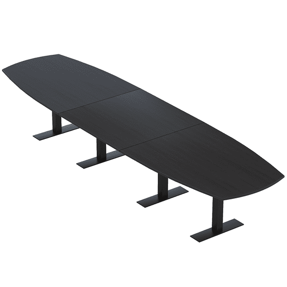 16 Person Arc Boat Modular Powered Conference Table Metal T-Bases