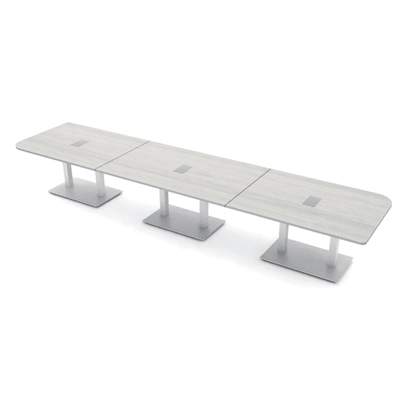 16 Person Duo Shaped Conference Room Table Metal Base Power Modules
