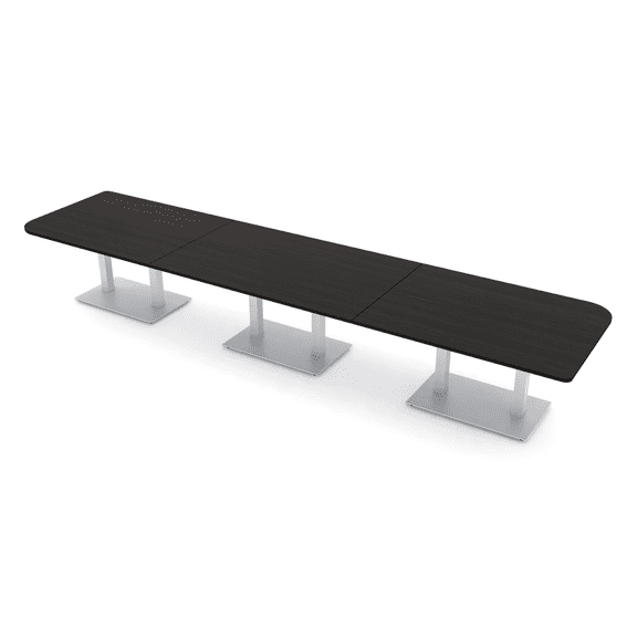 16 Person Duo Shaped Conference Room Table Metal Base Power Modules