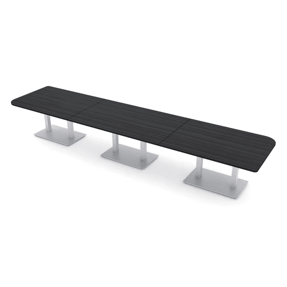 16 Person Duo Shaped Conference Room Table Metal Base Power Modules