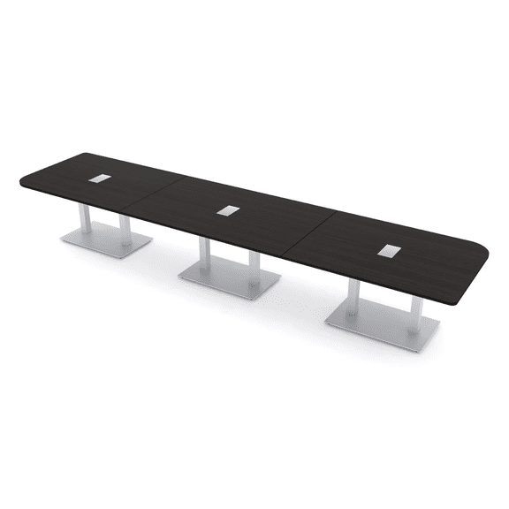 16 Person Duo Shaped Conference Room Table Metal Base Power Modules