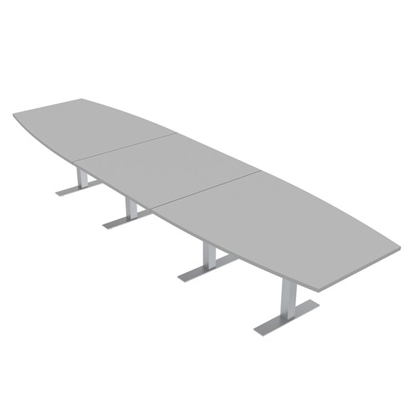 16 Person Modular Boat Shaped Powered Boardroom Table Metal T Bases
