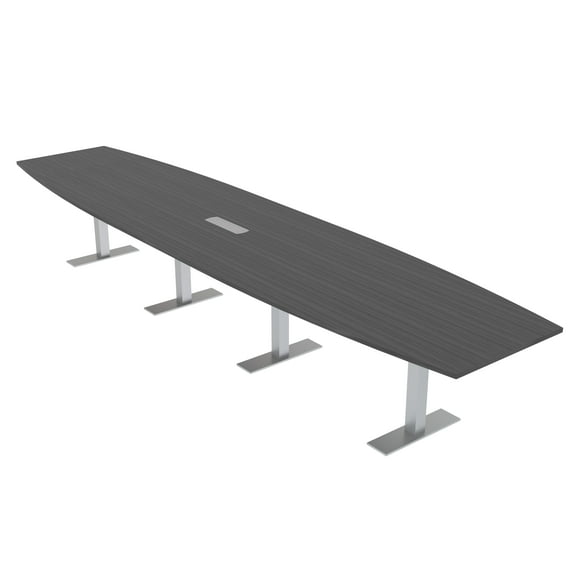 16 Person Modular Boat Shaped Powered Boardroom Table Metal T Bases