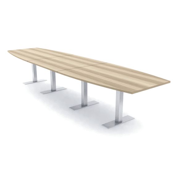 16 Person Modular Boat Shaped Powered Boardroom Table Metal T Bases