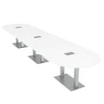 thumbnail image 1 of 16 Person Modular Powered Racetrack Conference Table With Square Bases, 1 of 8