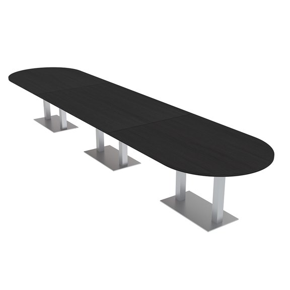 16 Person Modular Powered Racetrack Conference Table With Square Bases