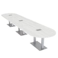 thumbnail image 1 of 16 Person Modular Powered Racetrack Conference Table With Square Bases, 1 of 8