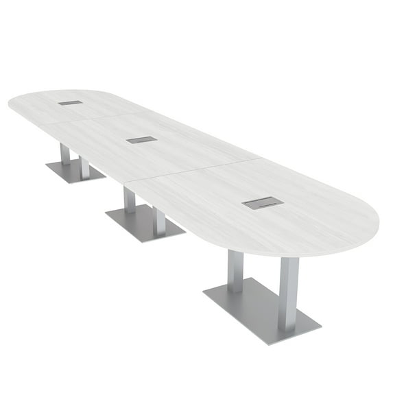 16 Person Modular Powered Racetrack Conference Table With Square Bases