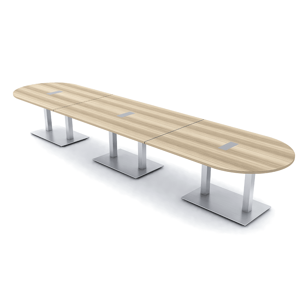 16 Person Modular Powered Racetrack Conference Table With Square Bases ...