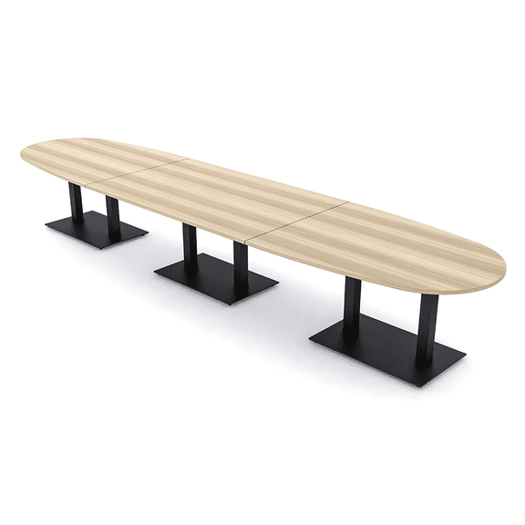 16 Person Powered Modular Boval Shaped Conference Table Black Bases