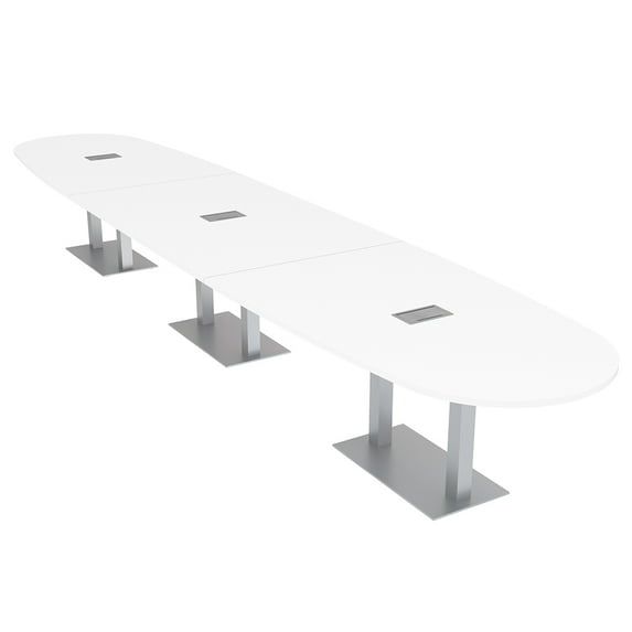 16 Person Powered Modular Boval Shaped Conference Table Metal Bases