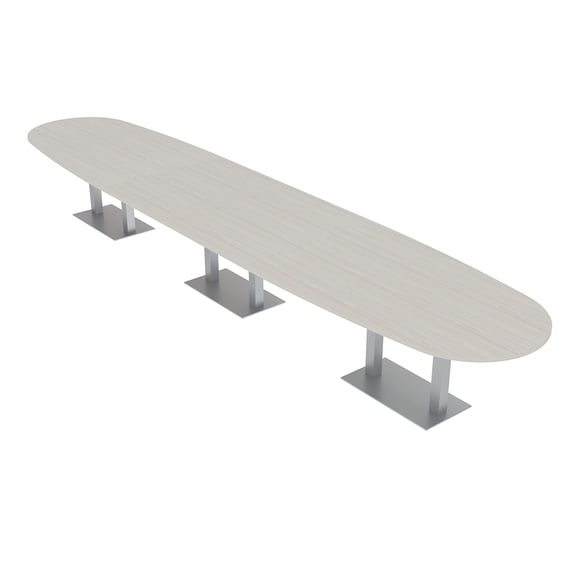 16 Person Powered Modular Boval Shaped Conference Table Metal Bases