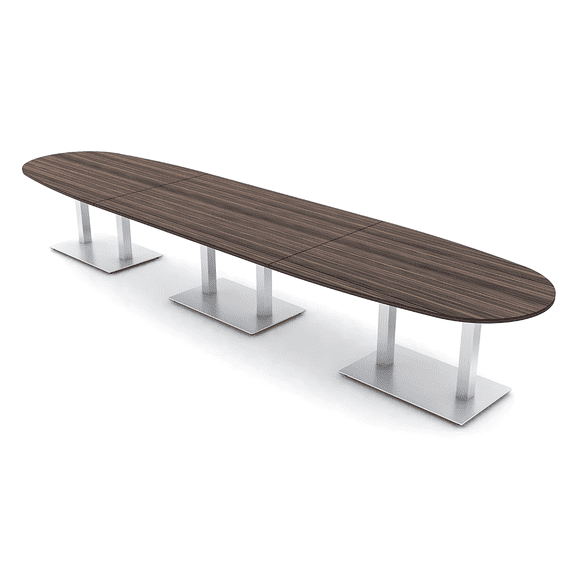 16 Person Powered Modular Boval Shaped Conference Table Metal Bases