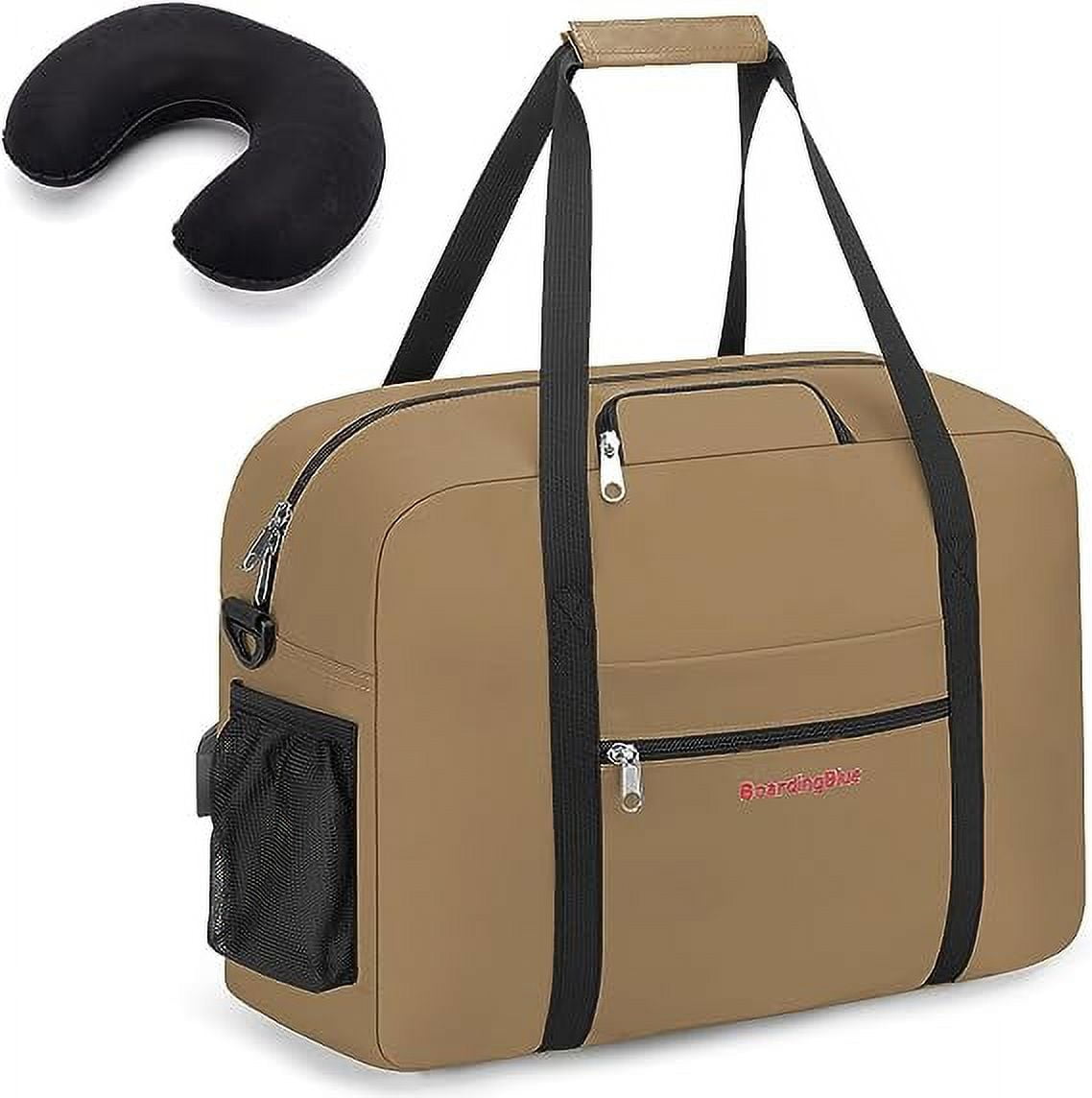 16" Personal Item Underseat Duffel Bag W Pillow for Allegiant Airlines (Beige)
