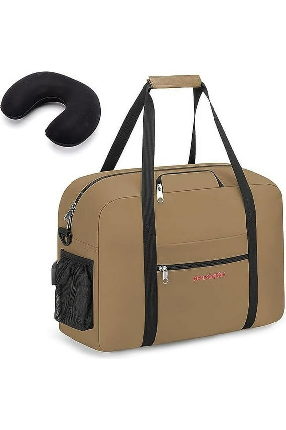 16" Personal Item Underseat Duffel Bag W Pillow for Allegiant Airlines (Beige)
