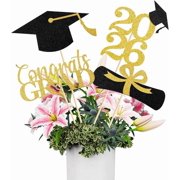 16 Piece 2026 Graduation Centerpieces Black Gold Class of 2026