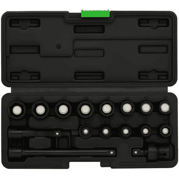 16-Piece 3/8" Drive Shallow Magnetic Impact Socket Set, Metric, 7mm-19mm, 6 Point, CR-MO, Magnetic Socket with Universal Joint & Extension$$Tools & Hardware Other