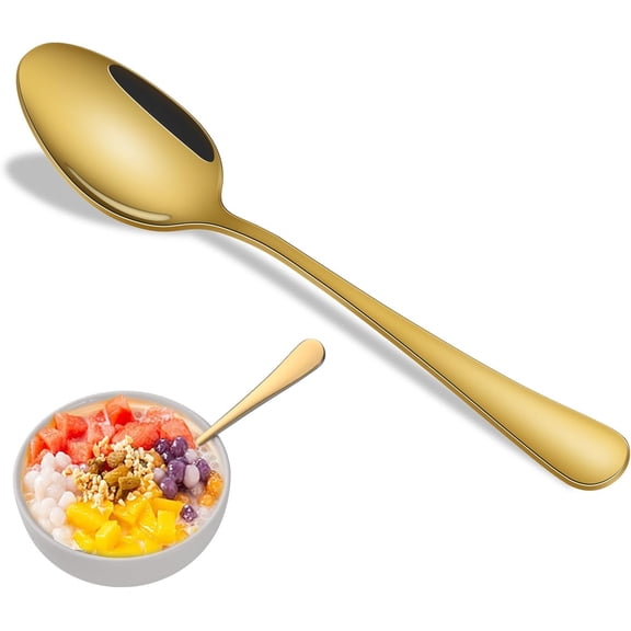 16-Piece 7.3 Inches Gold Soup Spoon,Gold Stainless Steel Dinner Spoons,Durable Tablespoons Set For Restaurant,Hotel,Silverware Spoons