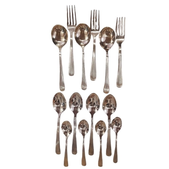 16-Piece Antique Gold Brass Flatware Set