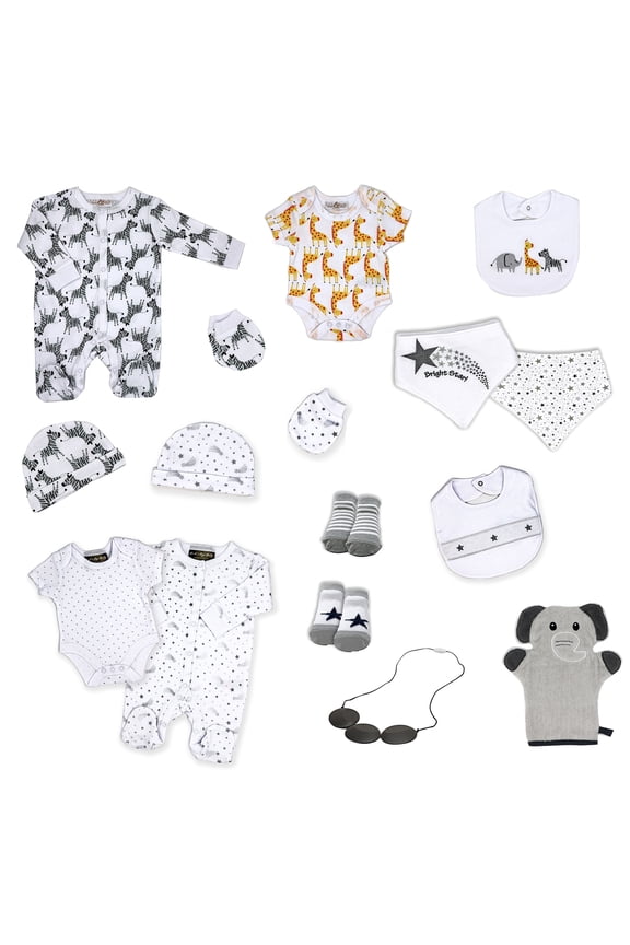 16 Piece Baby Safari & Stars Infant Apparel Layette Gift Set, NB-3M