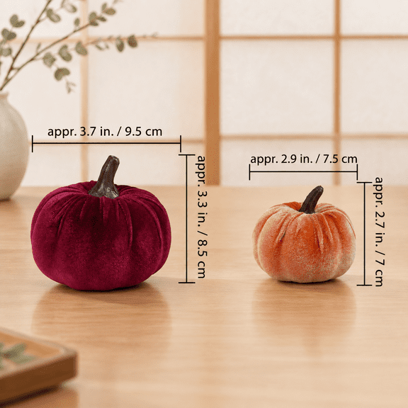 16-Piece Burgundy and White Small Artificial Fabric Foam Pumpkins Fall Table Centerpiece Decor
