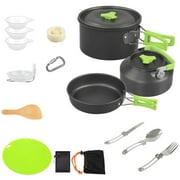 16-Piece Camping Cooking Ware Set, Aluminum Pot, Pan, Kettle, Bowls, Knife, Fork, Spoon, Carabiner, Spatula, Cutting Board, Outdoor Cookware Kit for Hiking, Picnic, and Camping