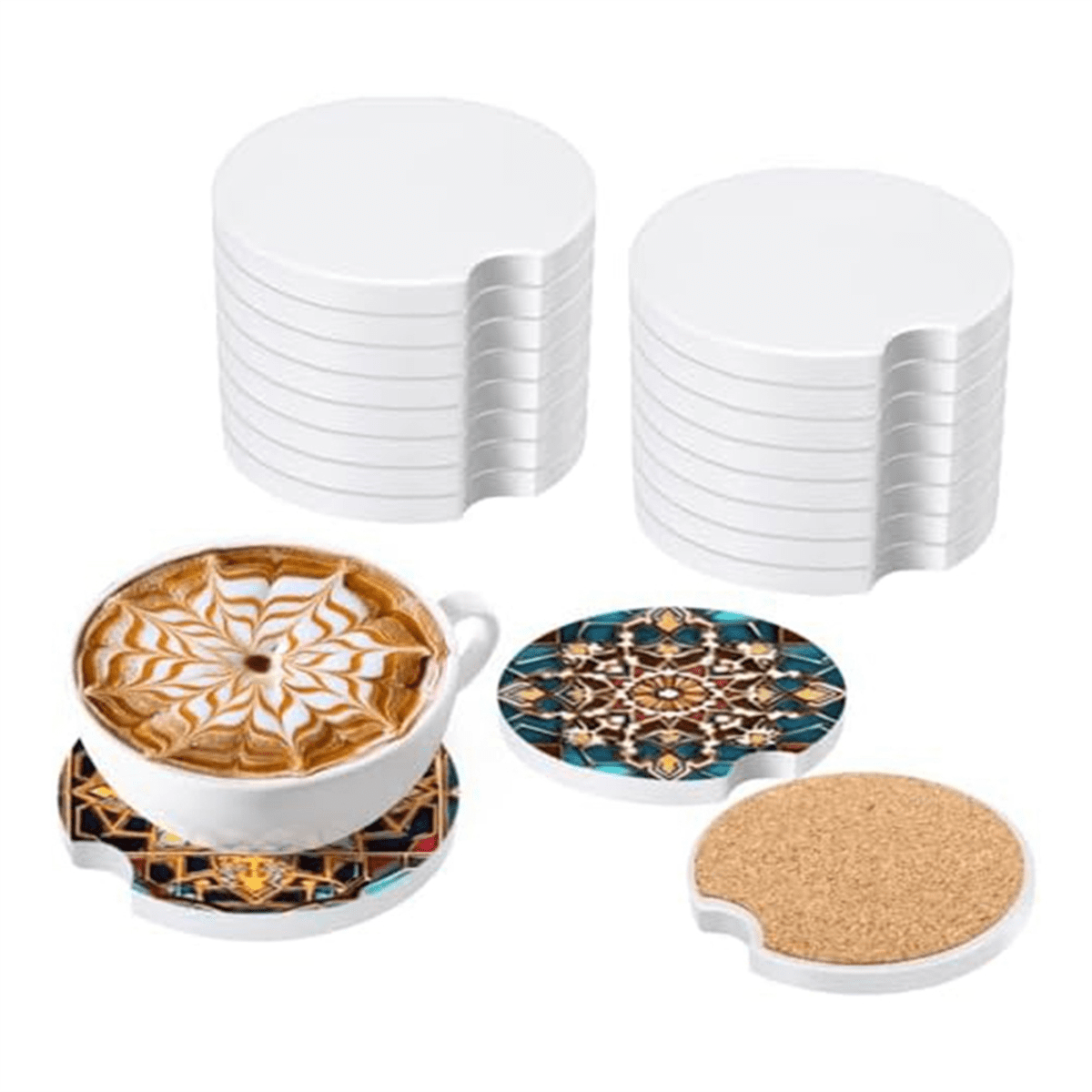 16Piece Ceramic Auto Sublimation Blank Cup Holders with Finger Notches