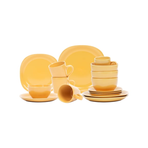 16-Piece Ceramic Cutlery Set - Serves 4 - Microwave and dishwasher available,Yellow