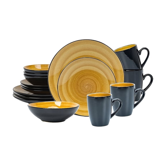 16-Piece Ceramic Cutlery Set - Serves 4 - Microwave and dishwasher available,Yellow