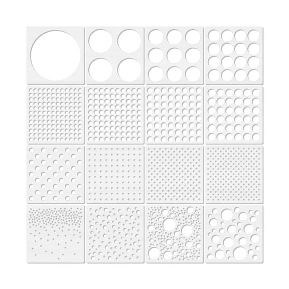 16 Piece Circle Dot Design Stencils Set for DIY Craft Painting, Wall Art Work, Furniture Paint Projects, Fabric Work and