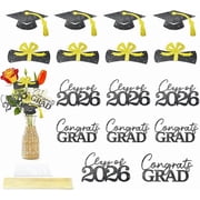 16 Piece Class of 2026 Graduation Centerpieces Gold and Black