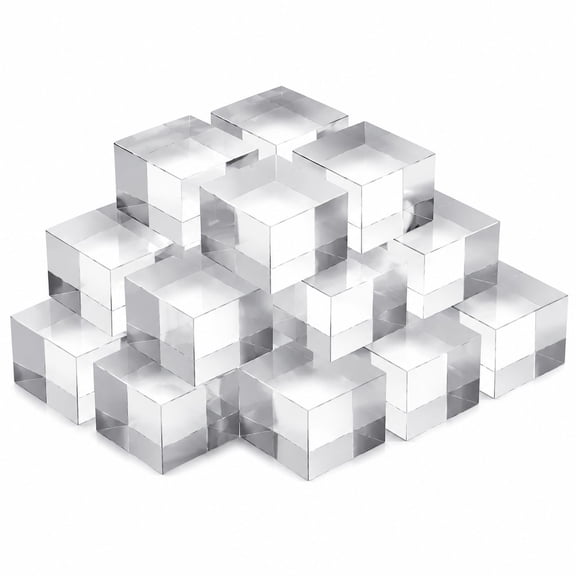 16-Piece Clear Acrylic Display Blocks, 2 x 2 x 1 Inch, Clear Polished Acrylic Cube Display Stands, Suitable for Ring Display Cases, Collectibles, Figurines, Party Crafts, etc.
