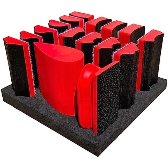 16-Piece Contoured Profile Hand Sanding Block Set with Hook and Loop Interchangeable Assorted Shapes Interchangeable Assorted Convex & Concave Shapes for Woodworking Furniture, Auto Paint and Crafts
