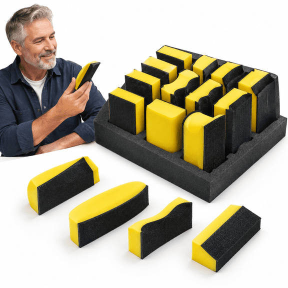 16-Piece Contoured Profile Hook and Loop Foam Sanding Block Set