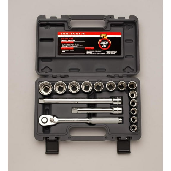16 Piece Cougar Pro Socket Set, 1/2 in, 12 Point