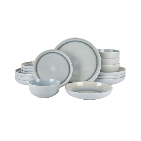 16 - Piece Dinnerware Set, Service for 4, Double Bowl, Reactive Glaze Finish