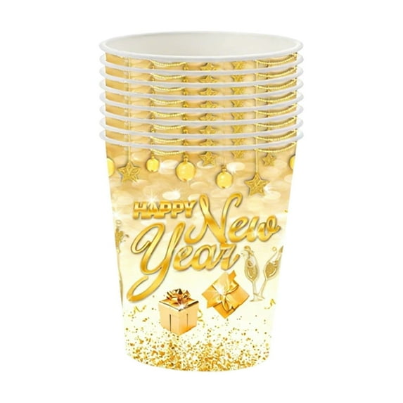 16-Piece Disposable Paper Tableware Set for New Year Party – Plates, Cups and Tissue, Durable Paper Construction for Holiday Celebrations