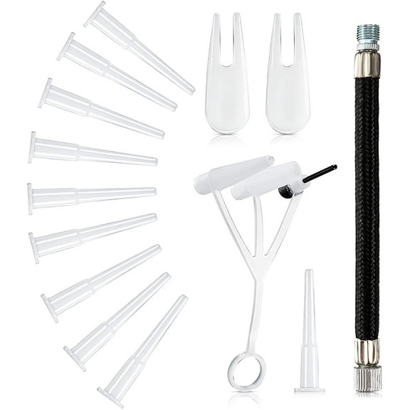 16-Piece Exercise Ball Plug Replacement Kit with Needle, Nozzle, Rubber Hose, and Balloon for Yoga, Volleyball, Soccer, Basketball, and Other Inflatable Toys