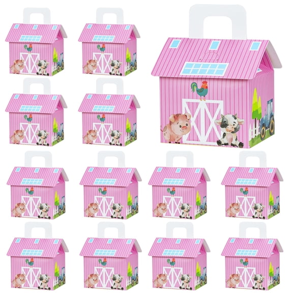 16-Piece Farm Animal Party Gift Box Candy Box Cow Barn Theme Birthday Decoration