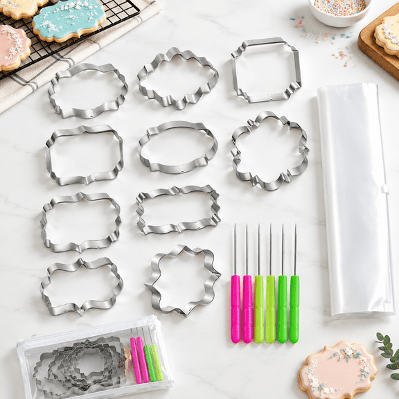 16-Piece Food-Grade Stainless Steel Cookie & Scribe Set with Storage Bag