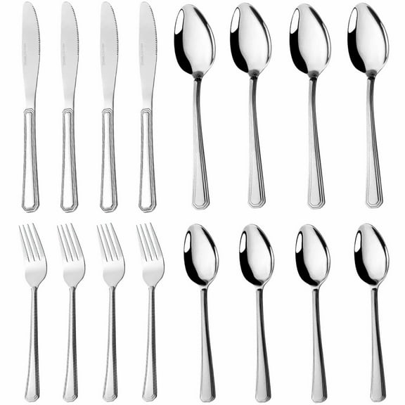 16-Piece Luxury Premium Silverware Dinnerware Tableware Set for Home