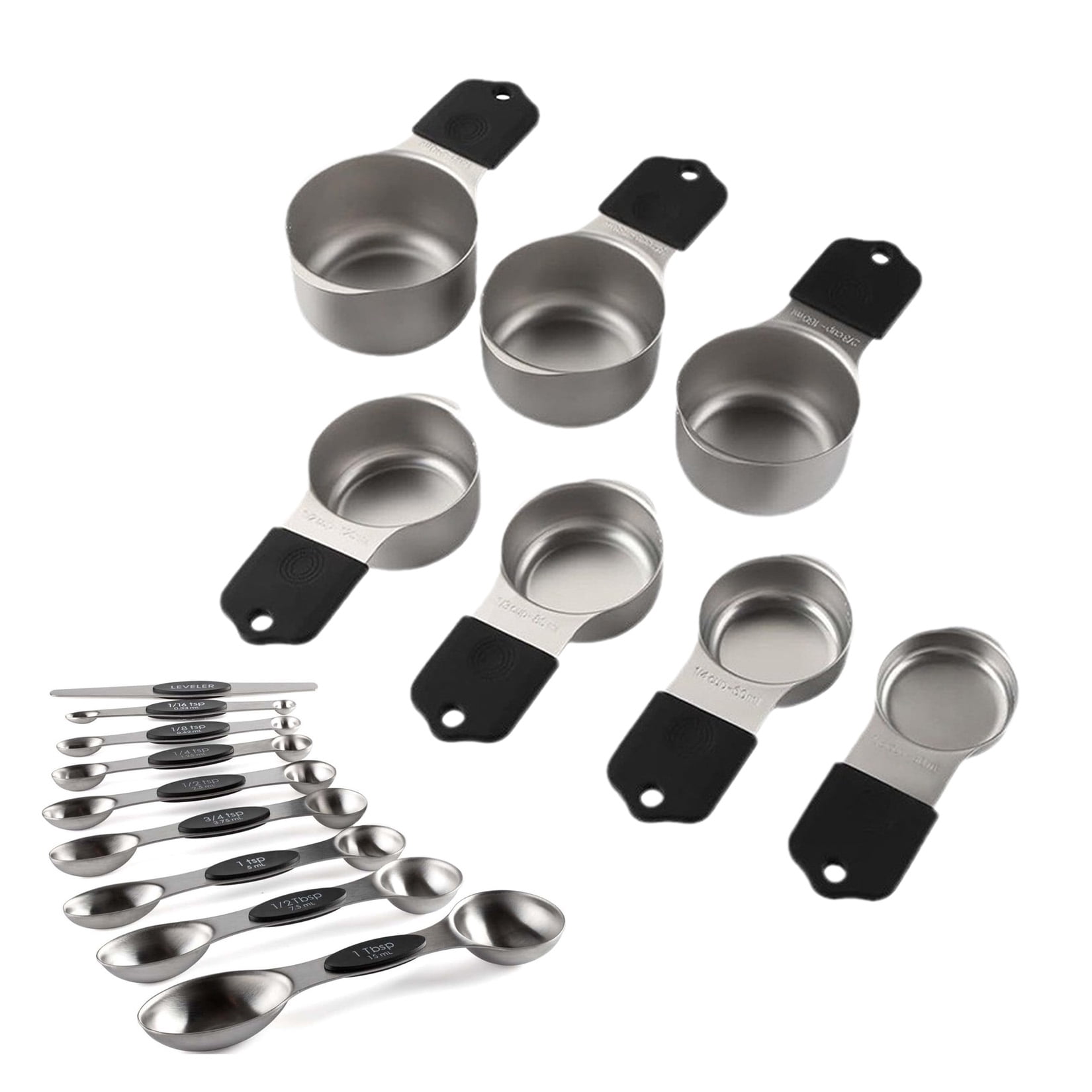16-Piece Magnetic Measuring Cups and Spoons Set, 304 Stainless Steel ...