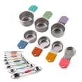 thumbnail image 1 of 16-Piece Magnetic Measuring Cups and Spoons Set, 304 Stainless Steel Measuring Set with Leveler, Stackable Nesting Design, Dishwasher Safe, for Baking & Cooking, Multicolor, 1 of 7