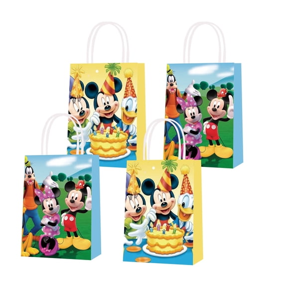 16 Piece For Mickey For Mouse Clubhouse Cartoon Party Bags,Themed Party Gift Bags,2 Styles with Handles,Ideal for Candy and Snack Bags for Boys Girls Birthday Party Decorations and Celebrations