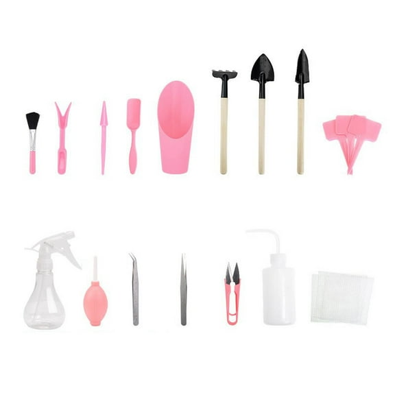 16-Piece Mini Gardening Tool Set - Complete Succulent & Bonsai Care Kit with Transplanting Tools - for Indoor Plants, Fairy Gardens, Cactus & Houseplant Maintenance
