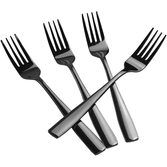 16-Piece Black Stainless Steel Mirror Finish Dinner Forks 8.07 Inch