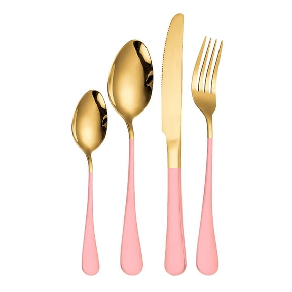 16-Piece Modern Kitchen Silverware Tableware Set Service for 4 People,18/10 Stainless Steel Flatware Set,Titanium Plated Steak Knife Fork Spoon Tea Spoon Gift Box Cutlery Sets (Colorful)