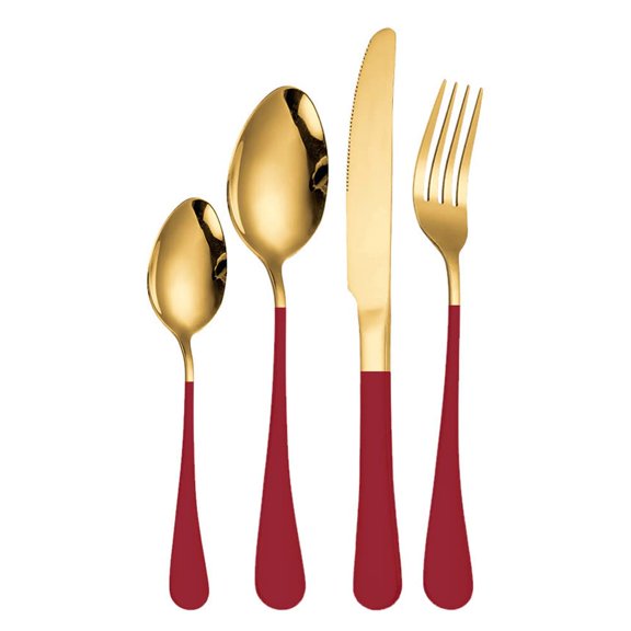 16-Piece Modern Kitchen Silverware Tableware Set Service for 4 People,18/10 Stainless Steel Flatware Set,Titanium Plated Steak Knife Fork Spoon Tea Spoon Gift Box Cutlery Sets (Colorful)