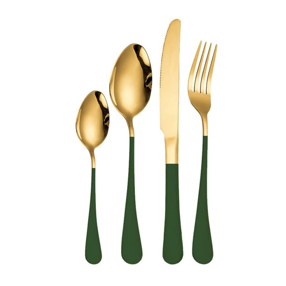 16-Piece Modern Kitchen Silverware Tableware Set Service for 4 People,18/10 Stainless Steel Flatware Set,Titanium Plated Steak Knife Fork Spoon Tea Spoon Gift Box Cutlery Sets (Colorful)