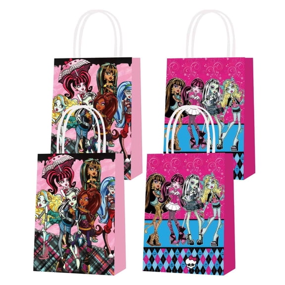 16 Piece For Monster High Cartoon Party Bags,Themed Party Gift Bags,2 Styles with Handles,Ideal for Candy and Snack Bags for Boys Girls Birthday Party Decorations and Celebrations
